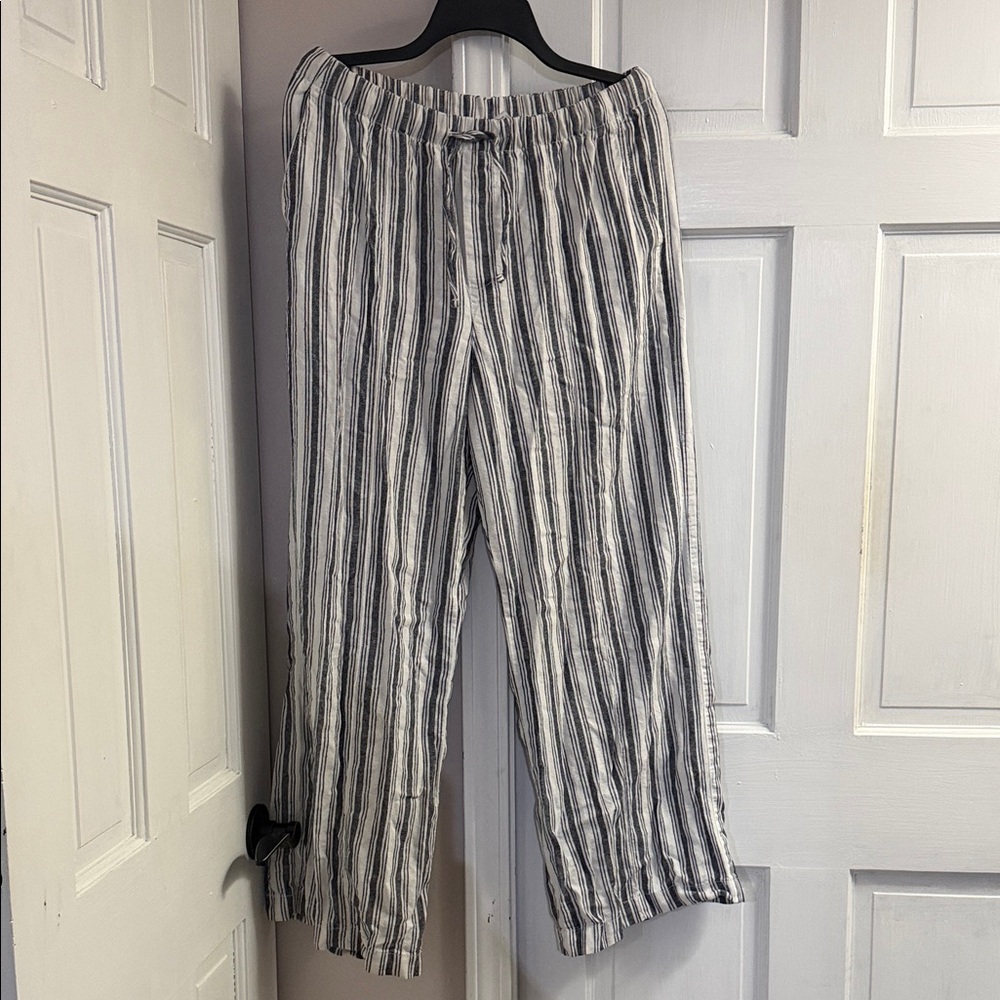 Striped Gray and White womens   Flowy baggy  Pants